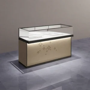 Full Vision Stainless Steel Jewelry Showcase LED Lit Glass Display Cabinet for Retail Stores and Shopping Malls