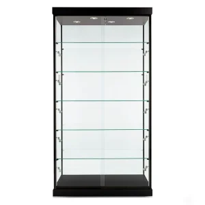 Full Vision Tempered Glass Freestanding Display Cabinet with LED Lighting