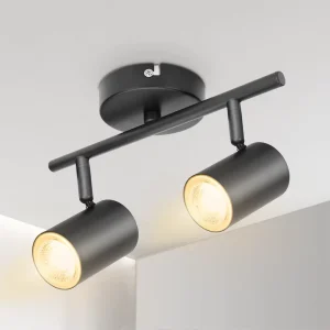 GU10 Ceiling Spotlight 2-Light Black Adjustable Track Lighting Kit Wall Mount for Living Room Kitchen Indoor