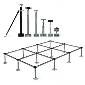 Galvanized Steel Adjustable Raised Floor Support Pedestal Base for High Load Access Flooring System in Bank and Control Center