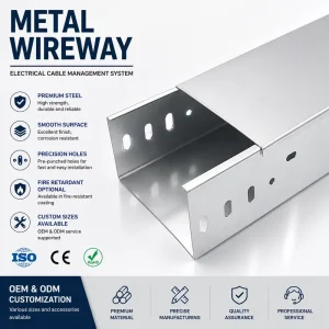 Galvanized Steel Industrial Wireway Cable Trough, Electrical Duct for Power Distribution and Cable Management, Laser-Cut and CNC-Bent