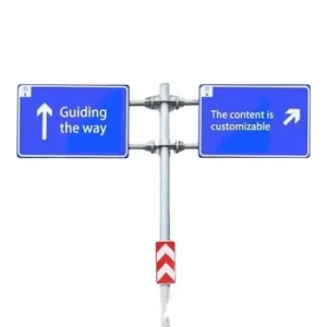 Galvanized Steel Road Direction Sign Assembly with Two Guide Panels for Outdoor Roadway Safety and Traffic Control