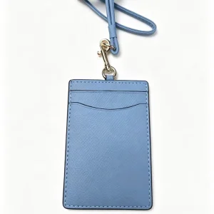 Genuine Leather ID Badge Card Holder with Neck Strap Lanyard