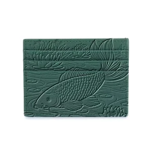 Genuine Leather Koi Card Holder with Custom Printing and Ultra-Slim Card Sleeves