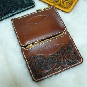 Genuine Leather Minimalist Vintage Slim Card Holder Clasp Multiple Card Slots Lightweight Portable Protective Design Business