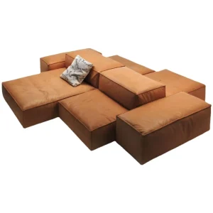 Genuine Leather Modular Sectional Sofa Set