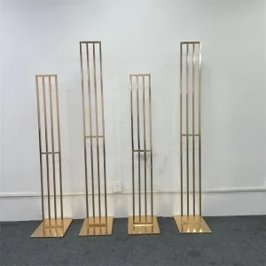 Geometric Square Flower Stand Display Gold-Plated Arch Frame Wedding Props Iron Road Guide Stage Background Decoration