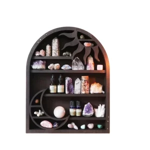 Geometric Wood Shelf for Moon Phase Crystal Display