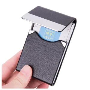 Gifts Factory Price Metal Leather Business Card Holder Custom Logo Aluminum Business Name Card Holder