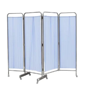 Ginee medical Folding Screen Stainless Steel Hospital Clinic Foldable Fabric Partition Mobile Partition Privacy Screen