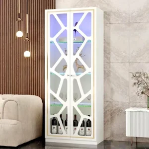 Glass Corner Bar Wine Display Cabinet for Living Rooms