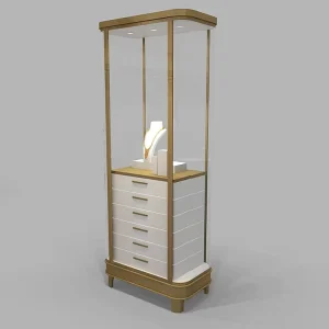 Glass Display Cabinet with Lighting, Stainless Steel and Aluminum Frame for Jewelry Stores