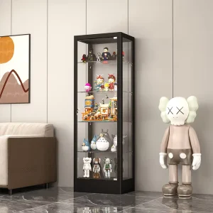 Glass Display Cabinet with Storage for Dining Room Collectibles