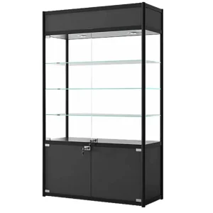 Glass Jewelry Display Cabinet with Doors and Storage