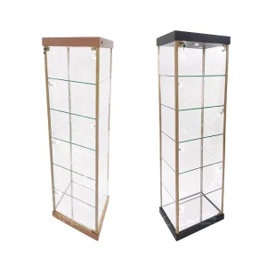 Glass-Shelf Display Cabinet with LED Lights for Retail Store