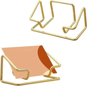 Gold Metal Desktop Business Card Display Stand for Office or Home