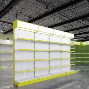 Gondola Metal Display Shelving for Grocery Stores and Supermarkets, Single-Sided
