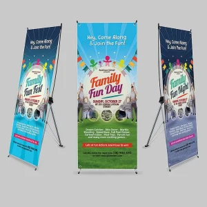 Good Quality Curved X Stand Aluminum Alloy Banner Display Weatherproof Polyester Banners CMYK Digital Printing for Advertising