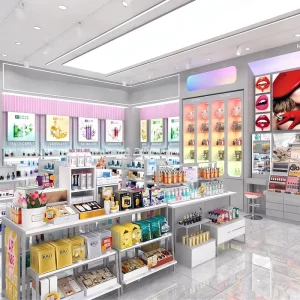 Gray Cosmetic Store Display Rack for Perfume Shop