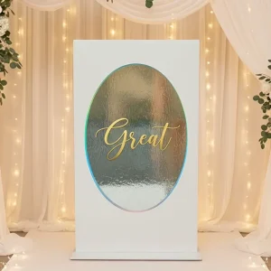 Great Jane Love RGB LED Light Decorative Wedding Welcome Sign Oval Waterfall Backdrop Arch for Wed Events Banquet Party