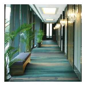 Green Nylon and Polyester Printed Machine-Tufted Carpet for Banquet Halls and Hotels
