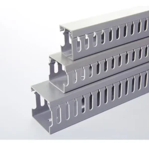 Grey PVC 50 x 50mm Fireproof CE-Certified Slotted Electrical Conduit Trunking UV Resistant