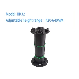 H32 Plastic Height Adjustable Outdoor Raised Floor Pedestal Stone WPC Joist Support High Load Capacity Easy Installation