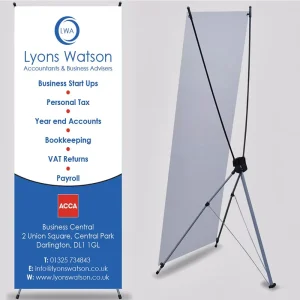 HLY Custom X Banner Size 60 X 160 Cm 80 X 180 Cm Stand Banners With Logo and Stand Indoor Display Racks