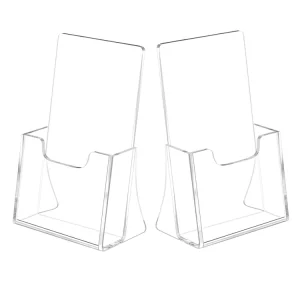HQ A6 Size 2 Tier Plastic Eco Friendly Light Weight Customized Brochure Holder Clear Literature Organizer Magazine Rack Desktop