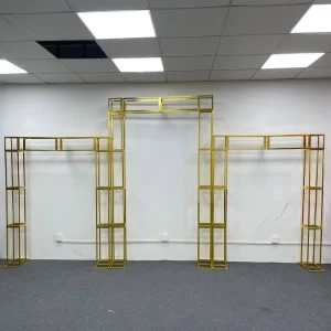 Hall Decoration Interior Artificial Flowers Wedding Arch Stand Frame Square Metal Centerpiece Stand for Events