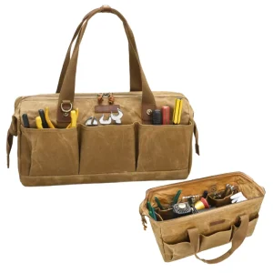 Handheld Portable Casual Heavy Duty Waxed Canvas Tool Bag for Gear Tools Wrenches Screwdrivers Supplies and Equipment
