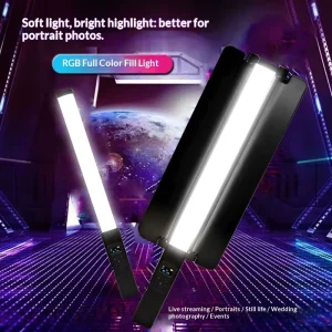 Handheld RGB Fill Light Stick with Adjustable 2500K-6500K Color Temperature, Aviation Aluminum, 10-50W