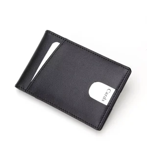 Handmade Custom Logo Minimalist Slim Genuine Leather Bifold RFID Cardholder