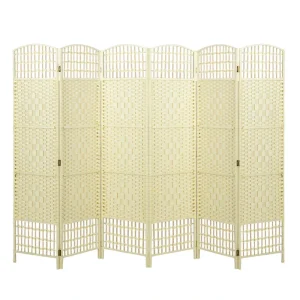 Handweaving Bamboo Paper Fiber France Style Foldable Movable Room Screen Divider Woven Design Freestanding Partition