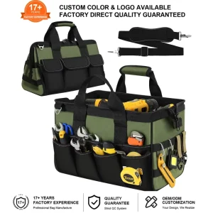 Heavy-Duty 16-Pocket Portable Electrician Tool Organizer Tote Bag