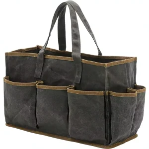 Heavy Duty 16oz Waxed Canvas Garden Tool Tote Bag 11-Pocket Portable Tool Storage Bag