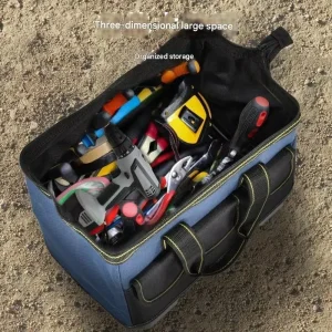 Heavy Duty 600D Oxford Tool Tote Bag Multi-Pocket Organizer with Hard Bottom for Electrician and Carpenter