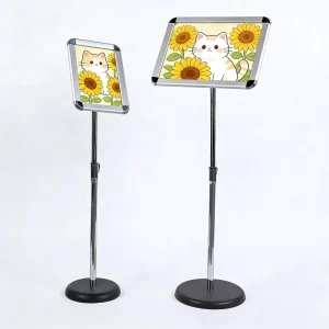 Heavy-Duty A3/A4 Floor Sign Stand with Powder-Coated Finish and 360° Rotation