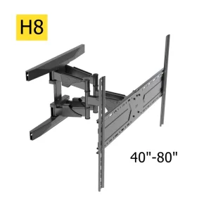 Heavy-Duty Articulating TV Mount with Dual Arms for 40-80 Inch TVs, Cold-Rolled Steel, Black, VESA 600x400mm, 50kg Load