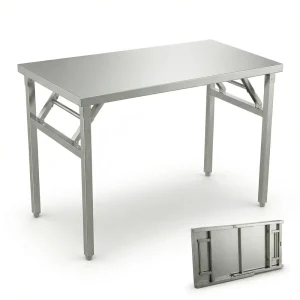 Heavy-Duty Commercial Stainless Steel Foldable Conference and Dining Table for Indoor and Outdoor Use, RVs