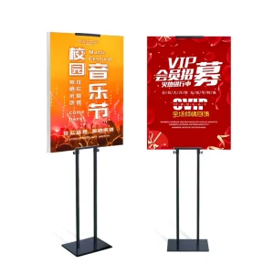 Heavy-Duty Floor-Standing Display Poster Sign Holder with Base Adjustable Height up to 73 Inches for Board and Foam Black