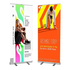Heavy-Duty Iron Base Retractable Roll-Up Banner Stand for Trade Shows