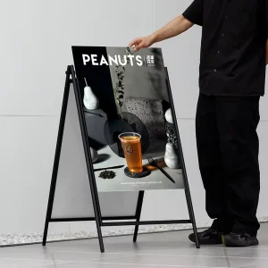 Heavy Duty Outdoor A Frame Advertising Board Double Sided Sandwich Steel Metal Slide In Folding Frame Business Sign