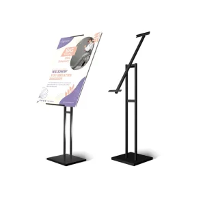 Heavy-Duty Portable Black Floor Sign Stand with Adjustable Base