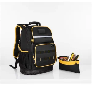 Heavy Duty Portable Electrician Contractor Tool Backpack Waterproof Rugged Multi-Pocket 150 lb Capacity Black OEM ODM