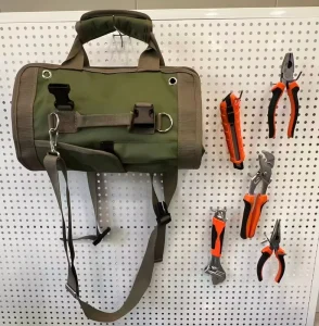 Heavy Duty Portable Roll-Up Tool Bag with Large Capacity and 2 Detachable Zipper Pouches