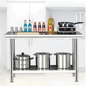Heavy-Duty Stainless Steel Commercial Kitchen Work Table with Shelf