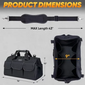 Heavy-Duty Tool Bag with Multi-Pockets and Adjustable Shoulder Strap