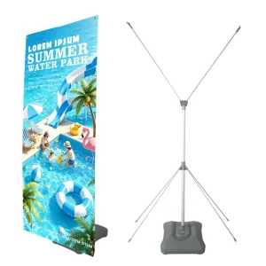 Heavy-Duty Water-Base Adjustable-Height Windproof X Banner Stand