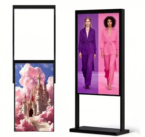 High Brightness 4000 nits Digital Poster Window Display Screen Floor Standing Portable CMS